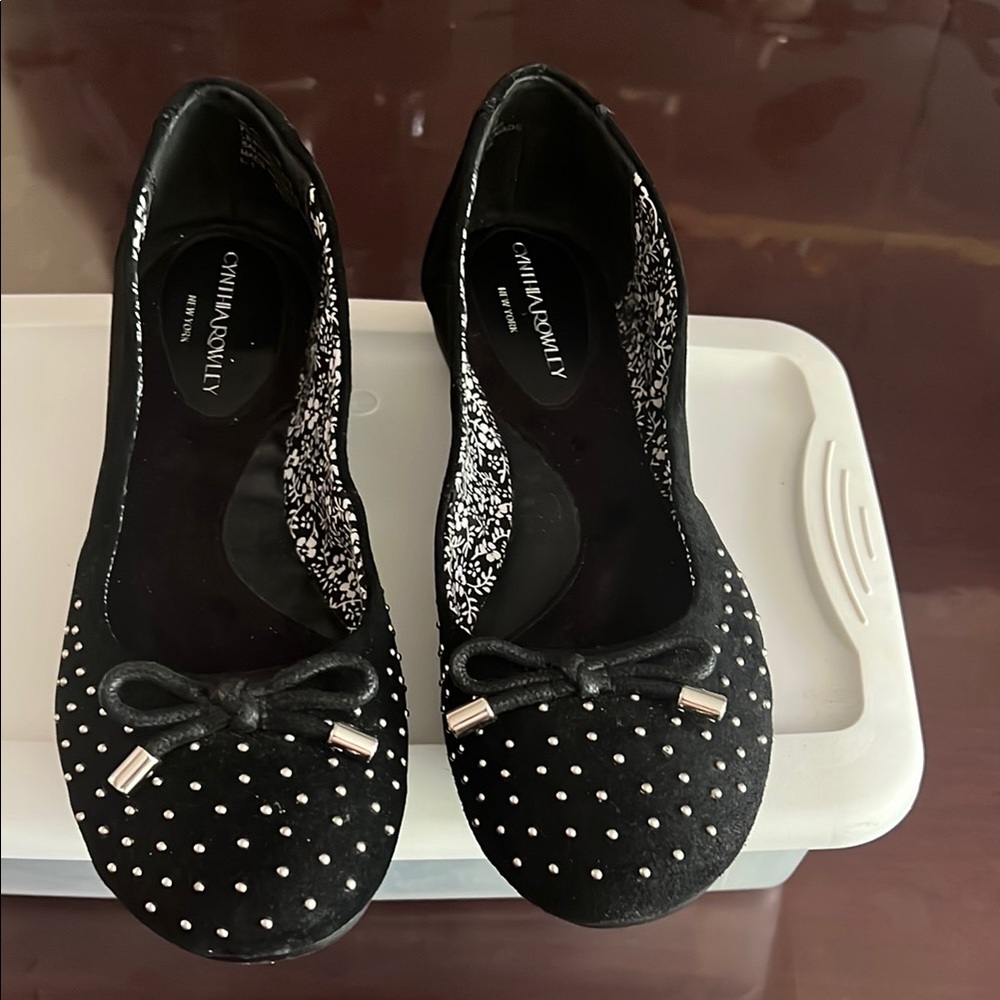 Cynthia Rowley Black Studded Flats with Classic Design